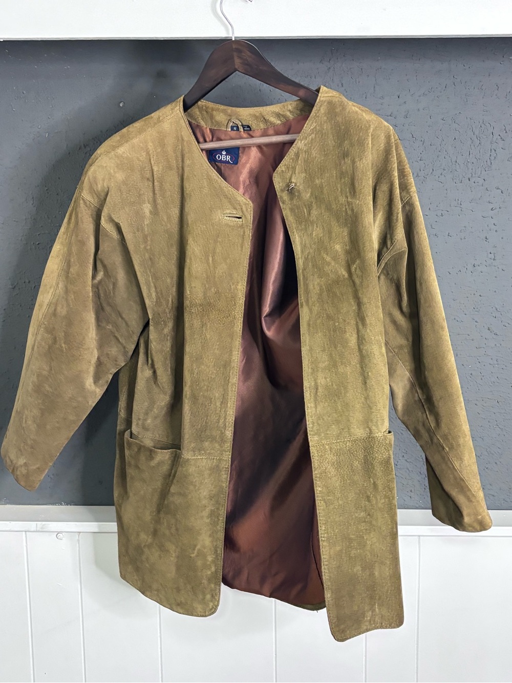 Vintage OBR Outback Red Suede Leather Jacket Small Made in Korea Brown